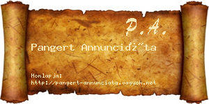 Pangert Annunciáta névjegykártya